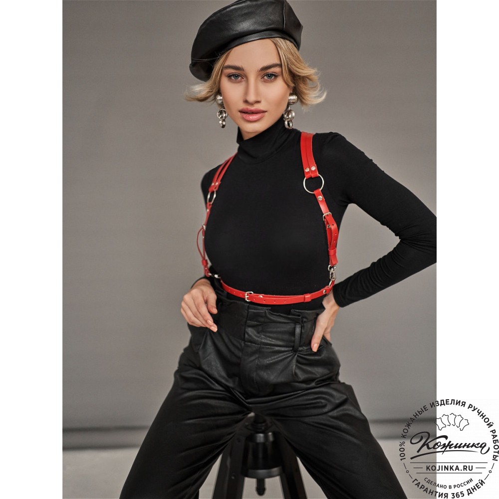 Кожаная портупея Septimo (красная) 